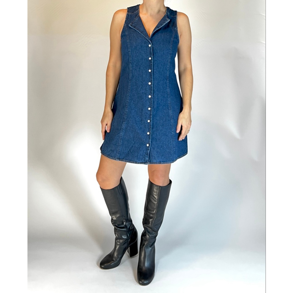 NWT Reformation Dress Blue Denim Sleeveless Mini Dress Size 10 - Picture 3 of 7